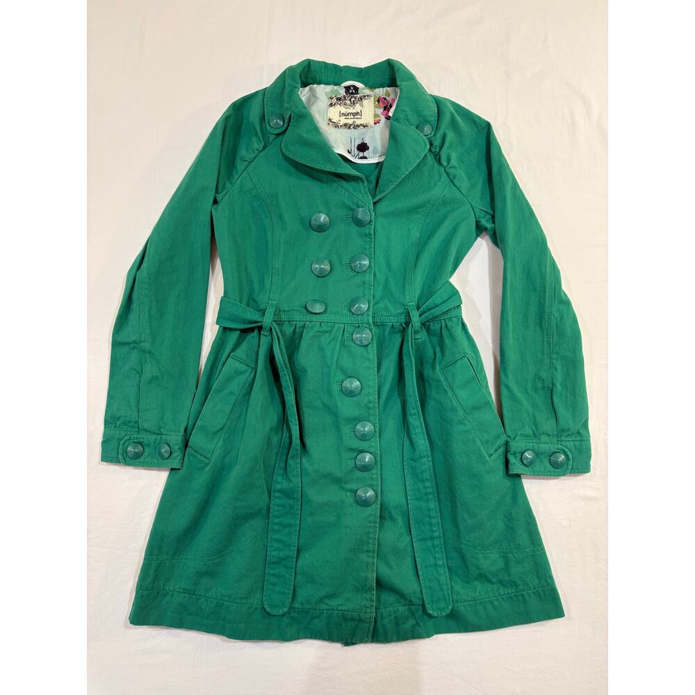 Desigual Women's Green Double-Breasted Trench Coat